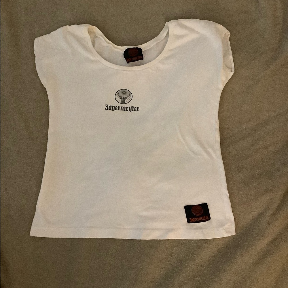 Vintage Jagermeister White Tee with Black Emblem
